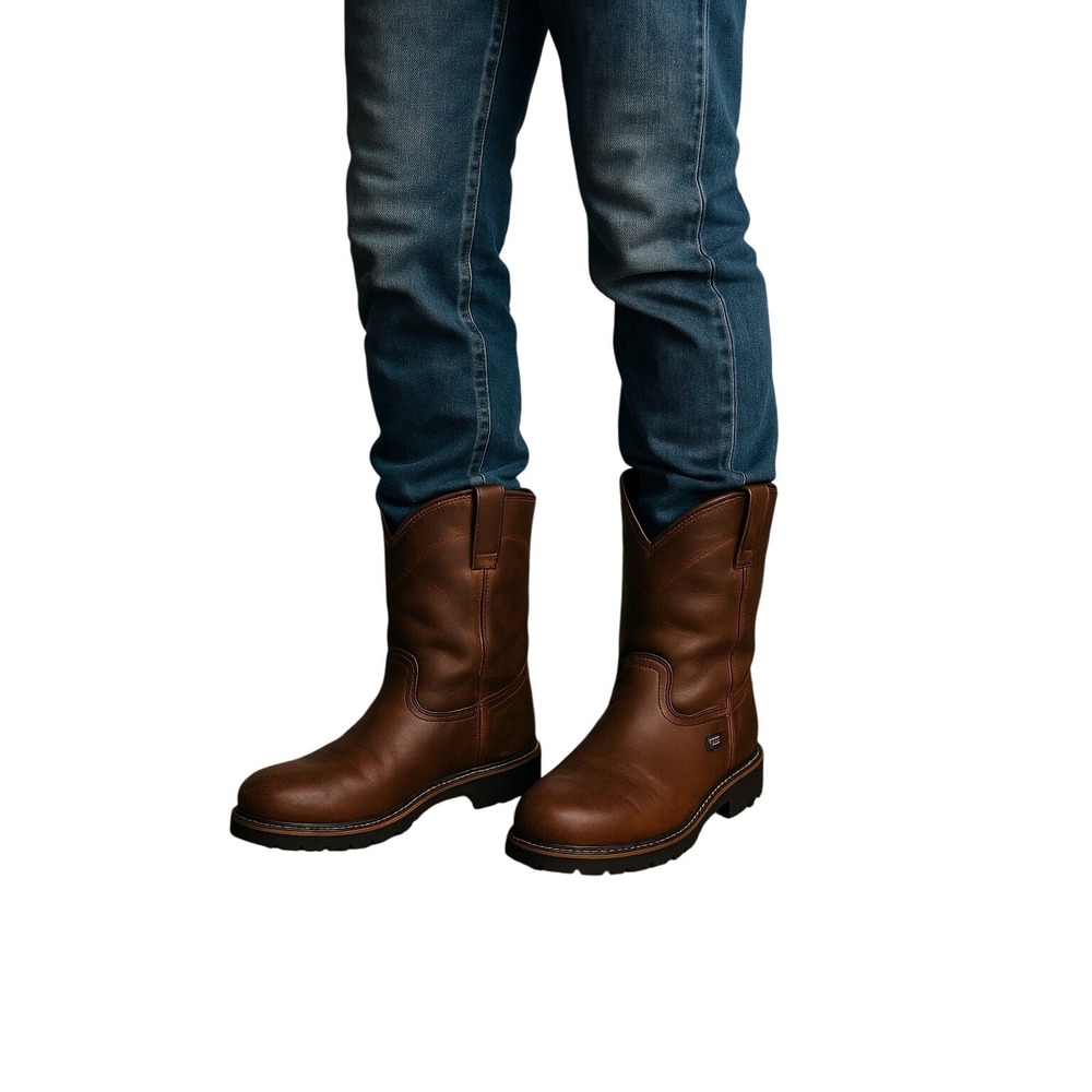 Justin WK4960 Waterproof Brown Leather Pull-On Work Boots Men's‎ 11.5D Soft Toe